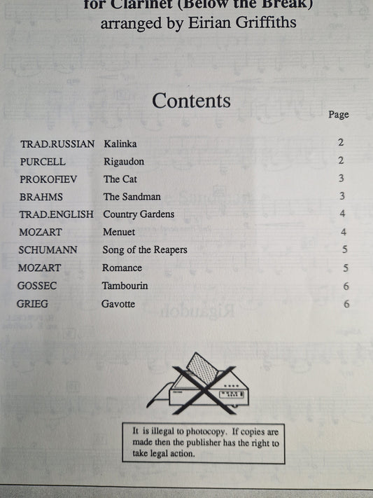 Ten Easy Tunes - Eirian Griffiths - Preloved Clarinet Music