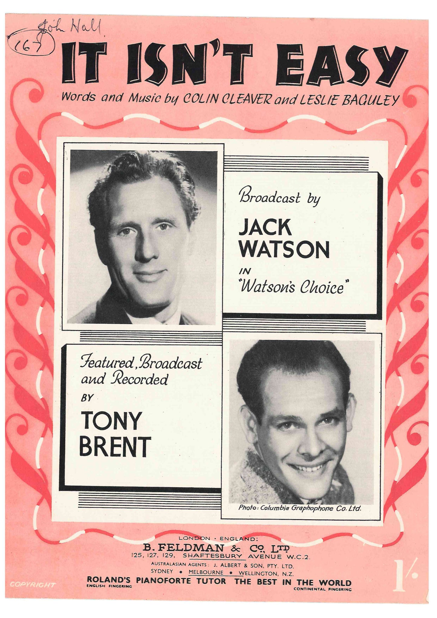 It Isn't Easy - Single Sheet Preloved Music