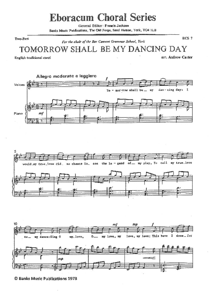 Tomorrow Shall Be My Dancing Day - Two Part Choir - Preloved Sheet Music