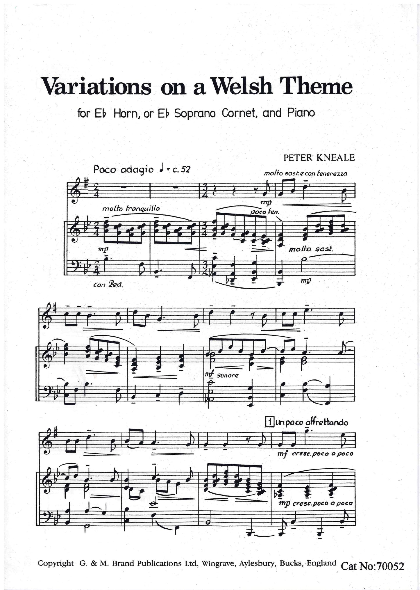 Variations On A Welsh Theme - Peter Kneale - Tenor Horn & Piano