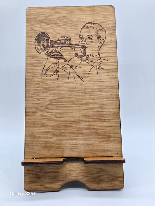 Cornet Player Design Mobile Phone Holder - Detachable Two Part